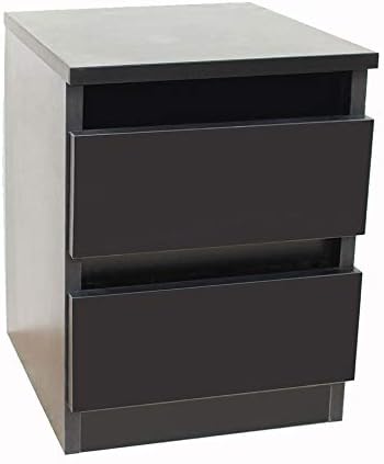 Joolihome Bedside Table with 2 Drawers Solid Wood Nightstand Cabinet for Budget Bedroom Furniture (Black)