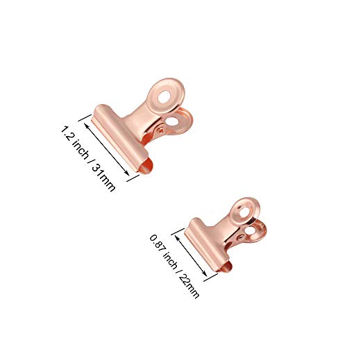 HUIHUIBAO 40 Pieces Premium Small Bulldog Paper Clips Metal Binder Clips File Paper Money Clamps for Tags Bags, Shops, Office and Home Kitchen, 4 Colors, 2 Sizes