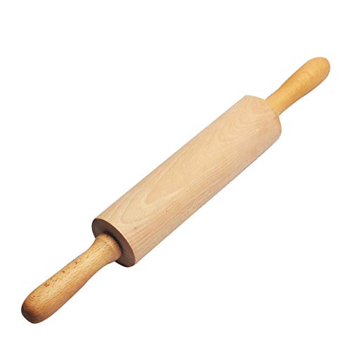 shamrock58 Wooden Handle Roller Smooth Rolling Pin Kitchen Cooking Baking Tool Dumpling Dough Perfect to Make Pastry (Beige)