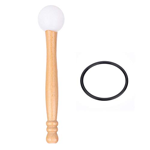 Alomejor Music Bowl Mallet Wood Handle Mallet Stick with Rubber O-Rings for Musical Crystal Singing Bowl Round Felt Head Set