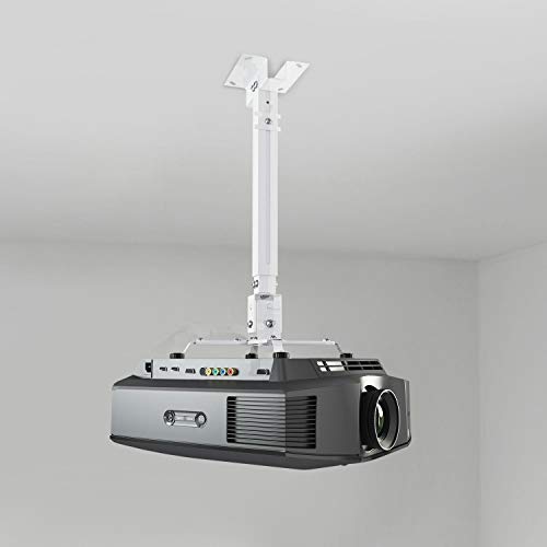 Evokem Universal Projector Wall Ceiling Overhead Mount, Adjustable Height Bracket Rack Holder LCD DLP for Epson, Optoma, Benq, ViewSonic Projectors, 44lb Load Capacity (White)