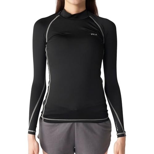 [FILA]水陸両用スポーツインナー 長袖 ハイネック コンプレッションシャツ UVカット ドライ 445406K 445406P BKLL