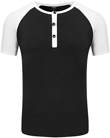 ALIZWAY Men's Summer Tees Contrast Color Buttons Crew Neck Short Sleeve Casual T-shirts T001XXL