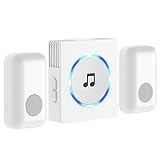 Chime, JETech 2-Push Bell Portable Wireless DoorBell Chime Plug-in Push Button (White) - 2120C