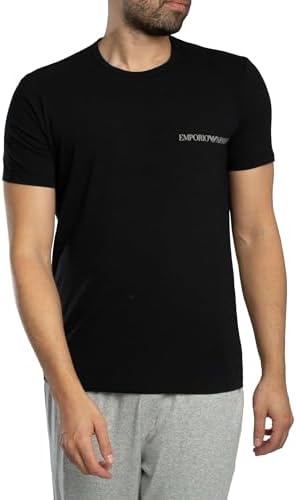 2-Pack Crew Neck T-Shirt, Blanco/Negro, M Hombre