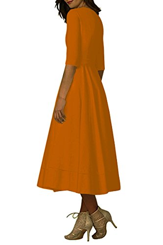 YMING Women's Dress Vintage Cocktail Dress Wedding Party Pleated Maxi Dress Bronze S - Thumbnail 2