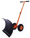 Ohuhu Adjustable Wheeled Snow Shovel Pusher, Rolling Snow Plow Shovels Snow Removal Tool