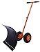 Ohuhu Adjustable Wheeled Snow Shovel Pusher, Rolling Snow Plow Shovels Snow Removal Tool