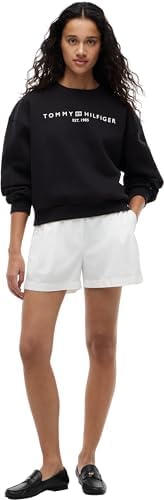 Donna Felpa Corp Logo Modern Relaxed Fit, Nero (Black), L