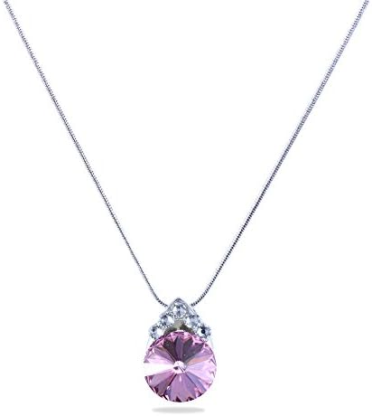 William Wang Designs Amazing Color-Changing Heliotrope Pendant Necklace with Brilliant Cut Swarovski Crystal Set in Platinum