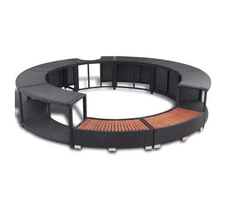 Cikonielf Spa Surround Schwarz Poly Rattan, Rahmen für Whirlpool, winddicht und regenfest, PE-Rattan… – Bild 3