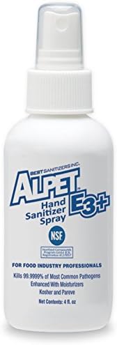 Best Sanitizers SA10036 Alpet E3 Plus Hand Sanitizer Spray, 4 oz Finger-Pump Bottle (Case of 48)