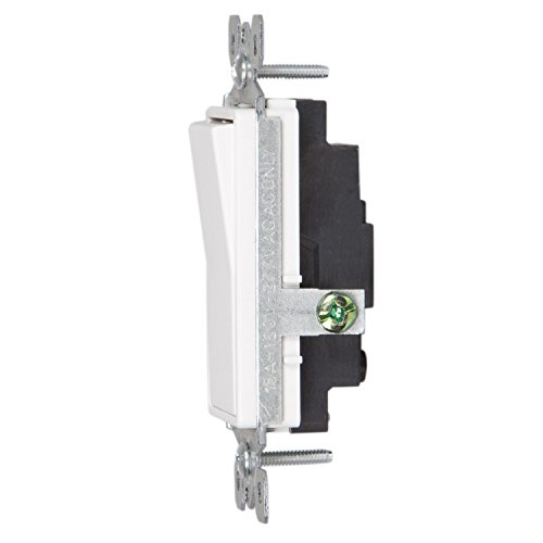 image for Maxxima Single Pole Decorative Wall Switch 15A On/Off White, Rocker Li