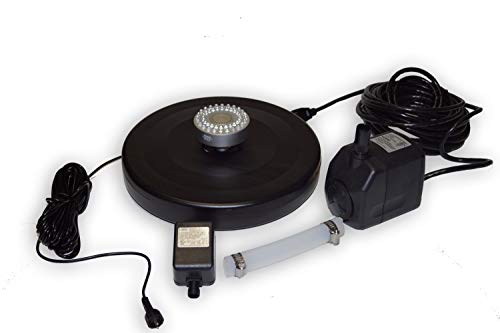 Ocean Mist Small Floating Fountain 48 White LED Lights 600GPH Submersible Pump Ponds, WaterGardens Swimming Pools