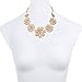LUX ACCESSORIES Peach Floral Flower Pave Crystal Statement Necklace