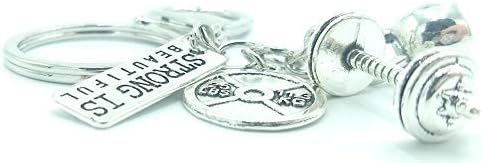 Strong is Beautiful keyring, Gym Theme Keychain