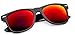 WebDeals Retro - Classic 80's Style Sunglasses Vintage Rectangle (Matte Black, Dark Red)…