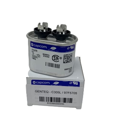 Capacitor Oval 5 uf MFD 370 Volt 97F5705 5uf 370 Vac(VAC), 5X370