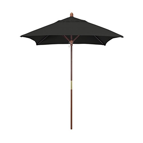 California Umbrella 6' Sq Wooden Market Umbrella, Push Open Pin Stop
