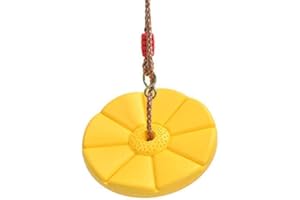 Sutekus Disc Swing Daisy Disc Swing Monkey Swing Rope Plastic Tree Swing (Yellow)