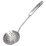 Skimmer Slotted Spoon, [Rustproof, Integral Forming, Durable] Newness 304 Stainless Steel Slotted Spoon With Vacuum Ergonomic Handle, Comfortable Grip Design Strainer Ladle For Kitchen, 14.96 Inches