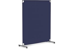 STEELAID Steel-AID 50-inch Rolling Privacy Room Divider - Freestanding Office Wall Partition with Non See-Through Blackout Screen - Sturdy & Durable Iron Frame - Rolling Wheels - Black, White, Gray & Blue