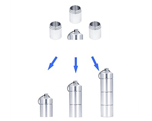 Ace Select Pill Organizer Box, 3 Compartments Aluminum Alloy Waterproof Keychain Medicine Containers for Outdoor Travel Camping, Pill Case for Purse or Pocket