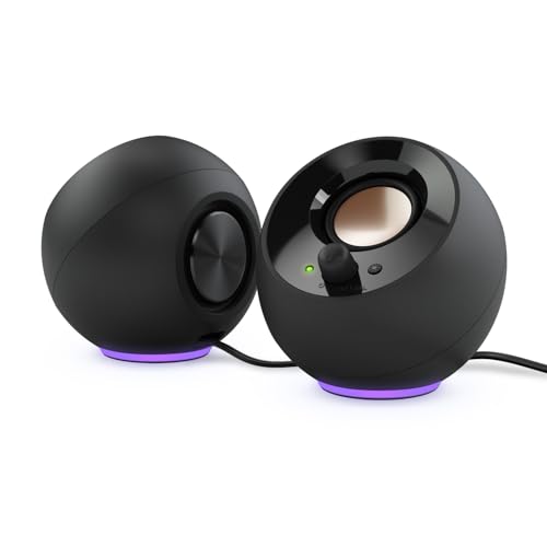 Pebble SE - Altoparlante PC minimalista 2.0 USB-C alimentato con illuminazione RGB, ingresso AUX da 3,5 mm, potenza RMS fino a 4,4 W per computer e computer portatili (nero)
