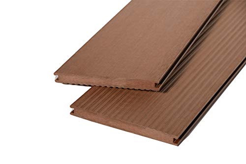 Muster Handmuster WPC Terrassendiele Massivdiele WoodoKosXXL 20 x 200 mm braun geriffelt/glatt, beidseitig begehbar 12…