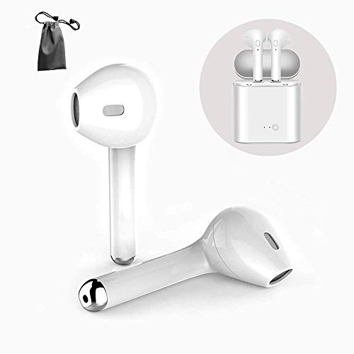 Sports Bluetooth Headphones Package with 2 Built-in Microphone Earphones and a Charging Case, Sporty Mini Stereo Bass Earphones, and Stable Bluetooth Signal, Compatible with All Smartphones