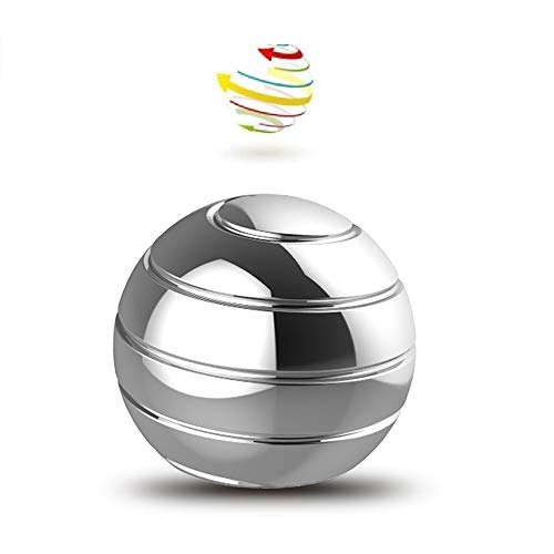 Aomeiter Desktop Motion Toys,Full Body Optical Illusion Fidget Spinner Ball,Creates a Mind-Bending Optical Illusion of Continuously Flowing Top Adult & Kids Pressure Reduction Toys Gifts(Silver) - Thumbnail 6