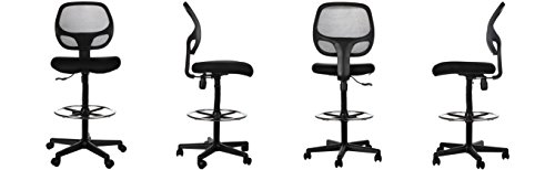 Sleekform Drafting Chair | Adjustable Stool with Wheels for Tables & Standing Desks | Reclining Backrest with Lumbar Support | Reinfored Footrest with Height Control | Breathable Mesh Back & Seat