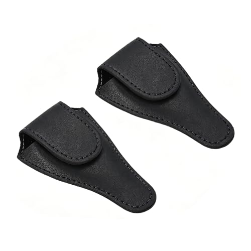 PATIKIL 4.5"x2.6" Embroidery Scissors Sheath, 2 Pack PU Leather Nail Cuticle Scissor Cover Small Pointed Nippers Scissors Protective Case, Black