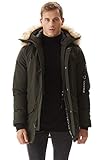 Molemsx Men's Warm Winter Down Jacket Parka Puffer Coat with Hood Faux-Fur Trim XS-3XL
