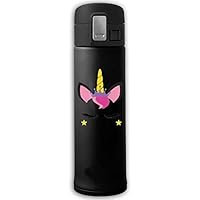 FOECBIR Pretty Unicorn Face Eyelashes Bouncing Cover Thermos Cup 17oz Stainless Steel Water Bottle