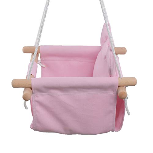 HAPPY PIE PLAY&ADVENTURE Secure Canvas Hanging Swing Seat Indoor Outdoor Hammock Toy for Toddler (Pink) - Thumbnail 3