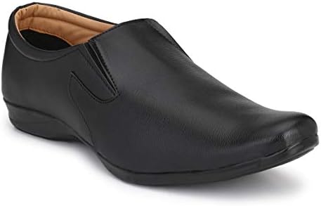 Drex Men's Black Synthetic Leather Slip On Formal Shoes
