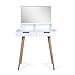 Facilehome Dressing Table Dressing Mirror with 2 Makeups Drawers,White