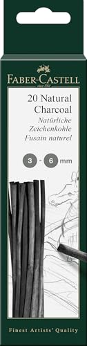 FABER-CASTELL - Natuerliche Zeichenkohle Pitt 3–6 mm, 20 Stueck
