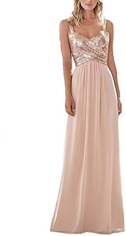 liangjinsmkj Women's Sequined Bridesmaid Dresses Long Wedding Party Prom Dress