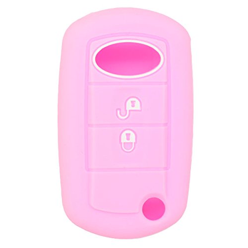 BROVACS Silicone Cover Protector Case Holder Skin Jacket Compatible with LAND ROVER 2 Button Flip Remote Key Fob CV2702 Pink