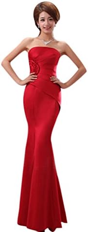 Oufeisha Girls Slim Fit Mermaid Long Ruffle Zip Up Bridal Cocktail Dress