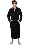 Alexander Del Rossa Mens Satin Solid Color Robe, Long Lightweight Loungewear
