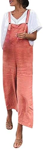 Ximandi Women's Summer Cotton Bandage Casual Wide Leg Loose Jumpsuits Overalls Trousers