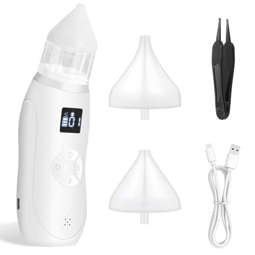 Electric Baby Nasal Vacuum Cleaner with 3 Suction Levels | 2 Sizes of Tips | Lights and Music, Suitable for Newborns and Babies