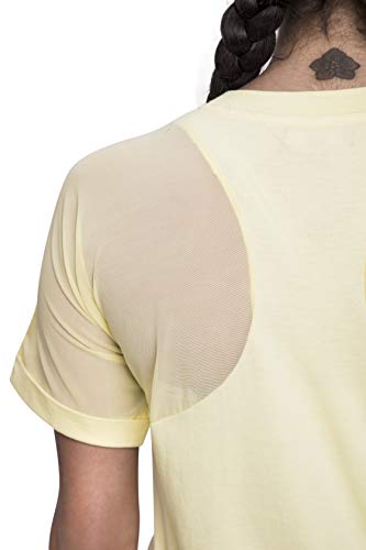 Satva Premium Organic Cotton Racerback Mesh Short Sleeve T-Shirt Round Neck For Yoga Workout Running Sports Training Cycling Jodo Tee, Yellow, X-Small - Thumbnail 5