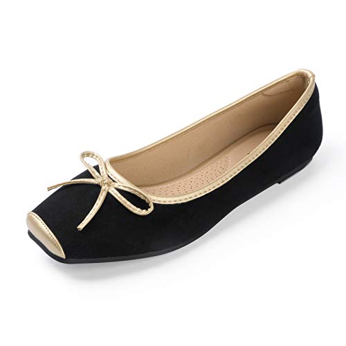 Heel The World Women's Ballet Flats Square Toe Ballerina Flat Shoes