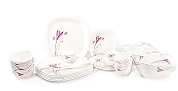 Famacart SQUARE Melamine Dinner Set 31-Pieces Serving Set, Lissome