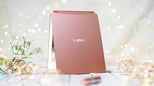LUNA-London-Eclipse-LED-Lighted-Travel-Vanity-Makeup-Mirror-3-Colour-Light-Compact-Portable-Lighted-Rechargeable-Illuminated-Mirror-Perfect-for-Travel-Makeup-Beauty-Needs-Rose-Gold
