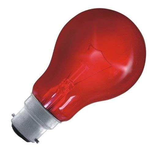 Eveready GLS Fire Glow Bulb - Red - Bayonet Cap B22 - 60w (Pack of 10)